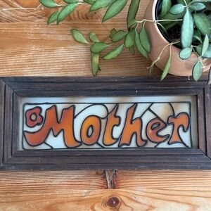 Vintage Stained Glass 'Mother' Wall Art
